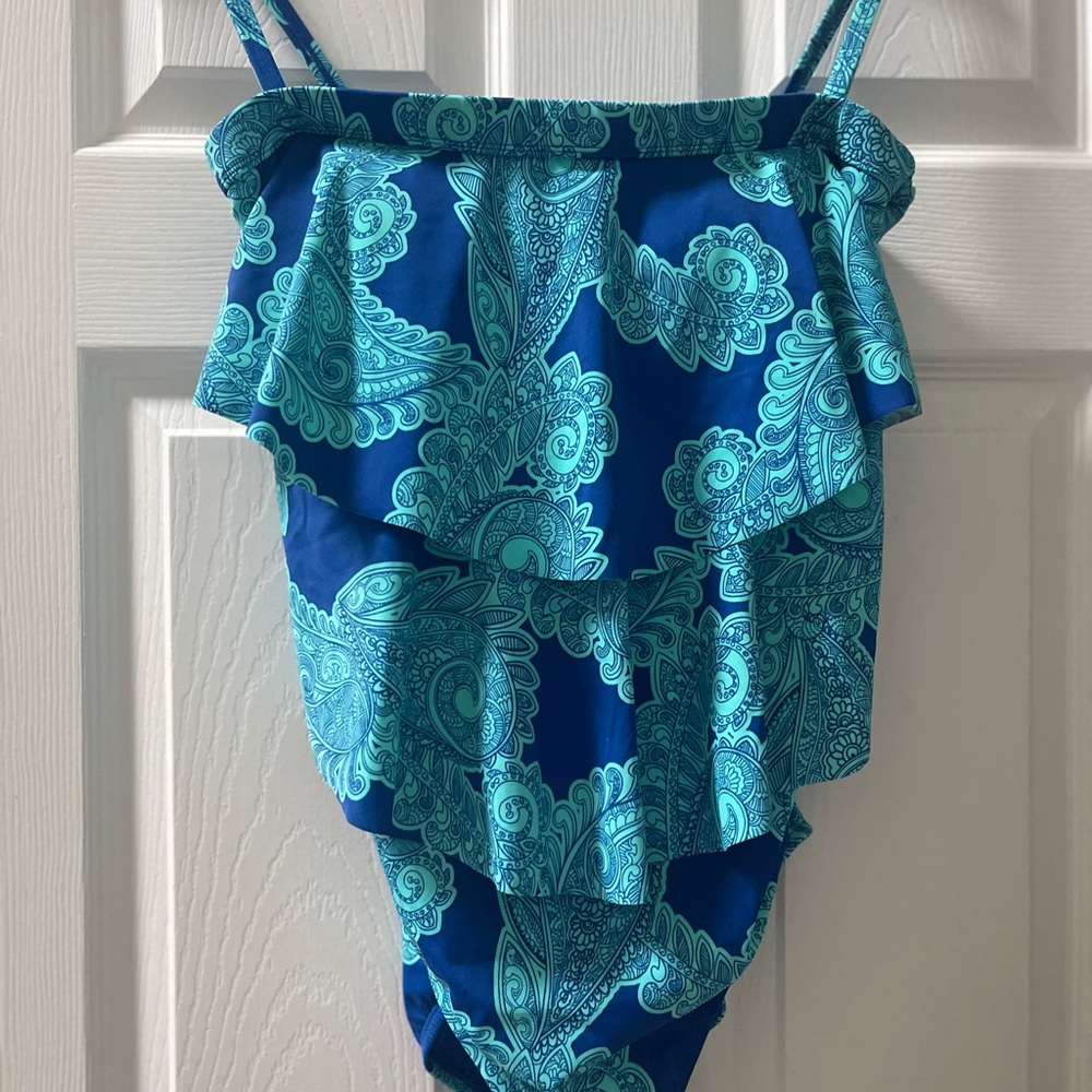 Jantzen Blue and Teal One Piece Swimsuit - Size 12